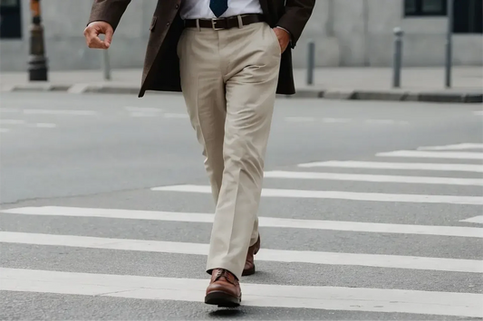 Hombre con zapatos en cuero color marron