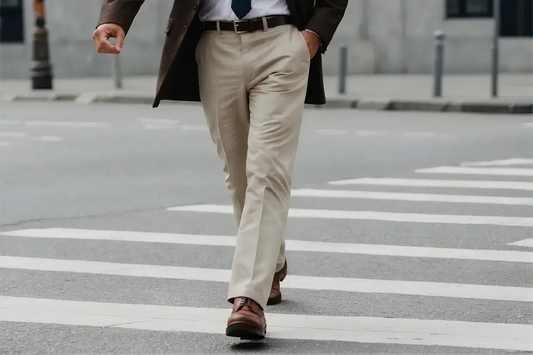 Hombre con zapatos en cuero color marron