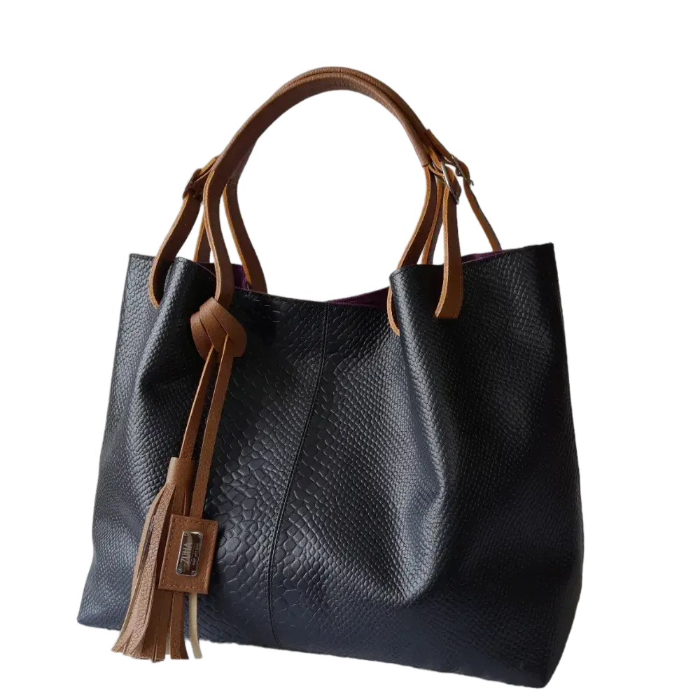 Bolso en cuero para mujer Adelle Reptil negro ZUHA – ZUHA COLOMBIA