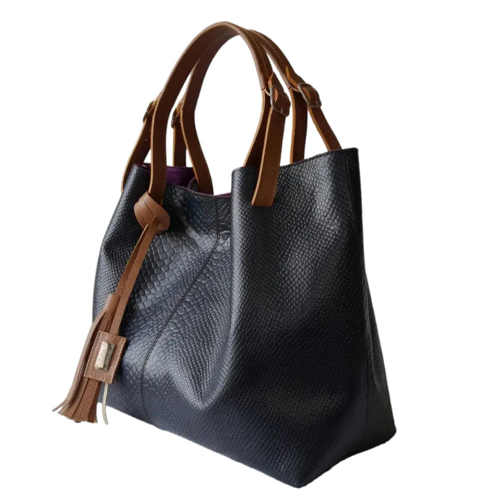 Bolso en cuero para mujer Adelle Reptil negro