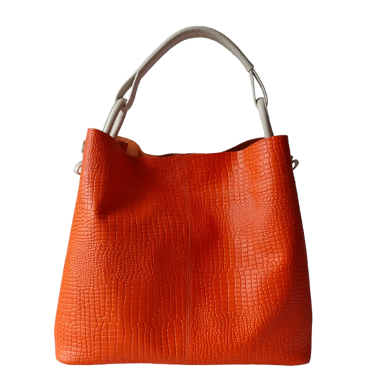 Bolso en cuero para mujer Aubrey Reptil Naranja