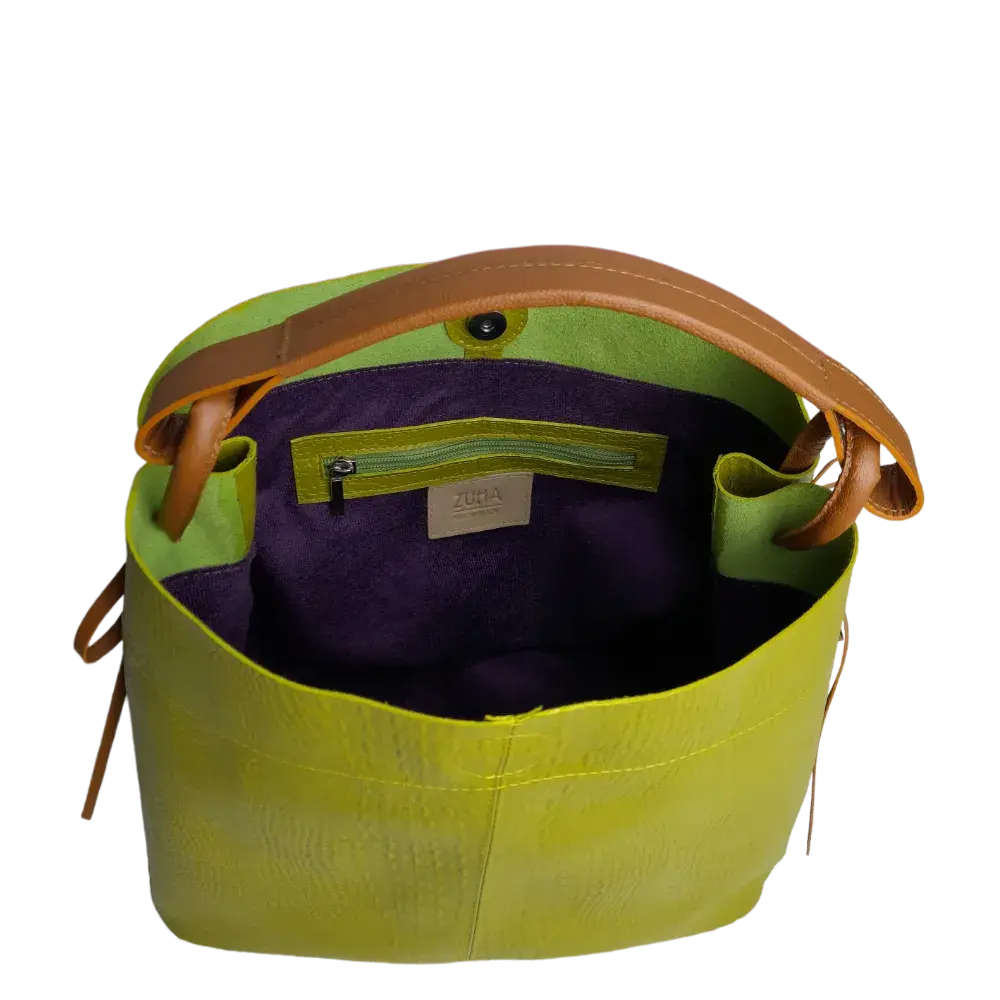 Bolso en cuero para mujer reptil verde limon