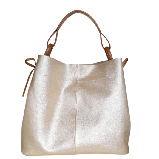Bolso en cuero para mujer color oro claro