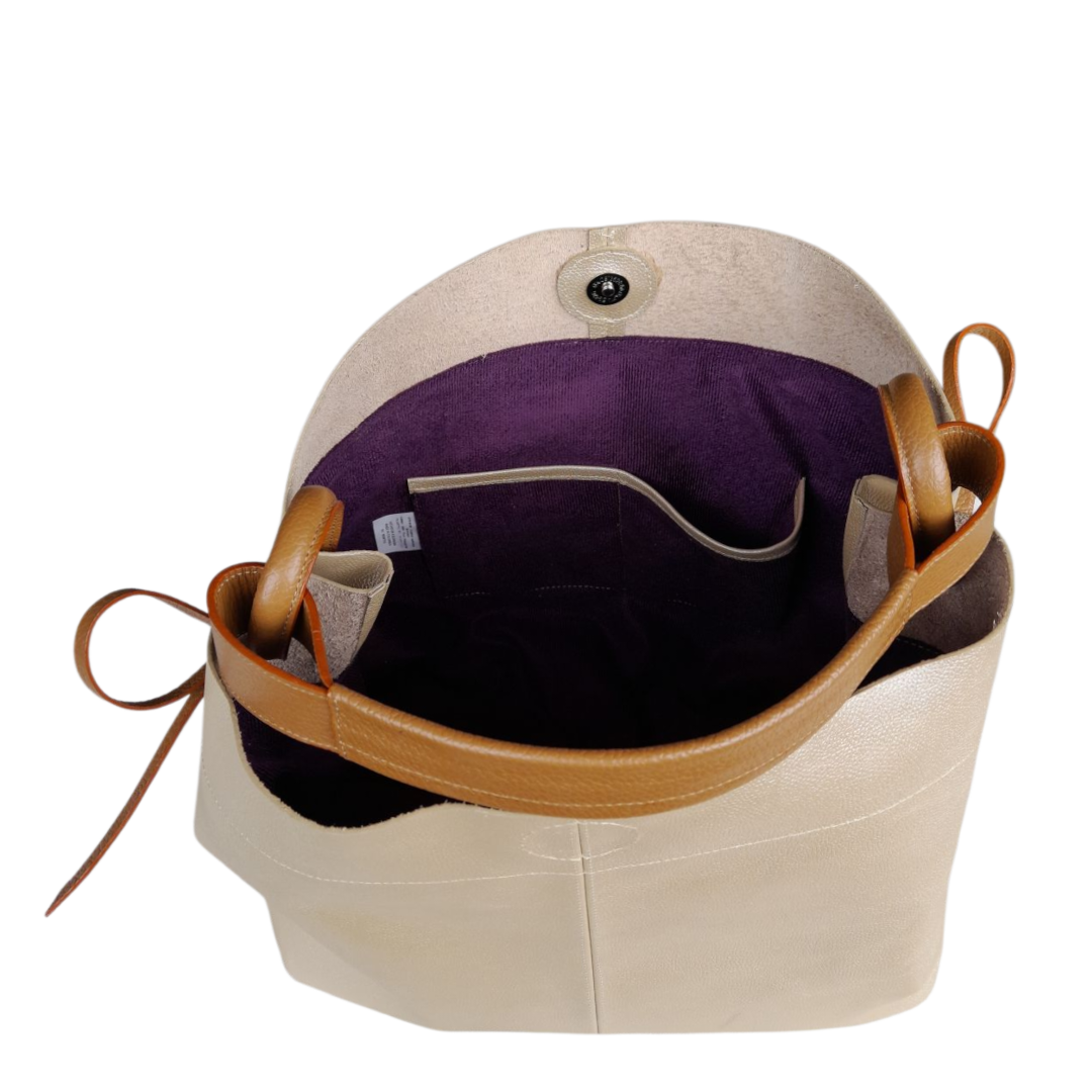 Bolso en cuero para mujer color oro claro