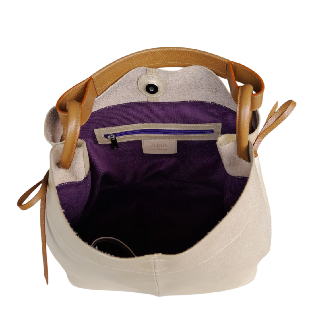 Bolso en cuero para mujer color oro claro