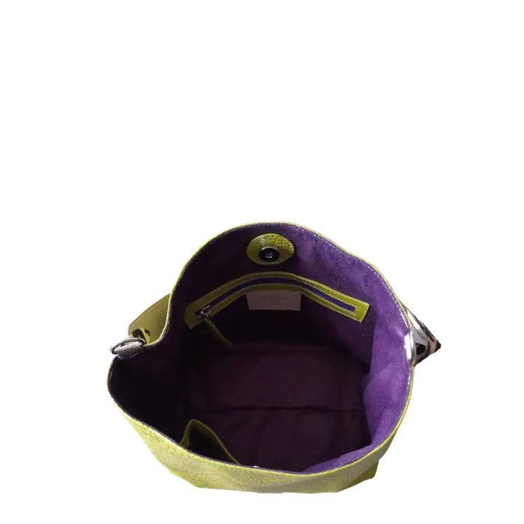 Bolso en cuero para mujer Savannah Reptil verde limon