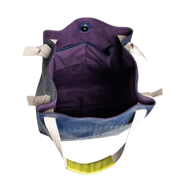 Bolso en cuero para mujer Eleanor Reptil azul oscuro