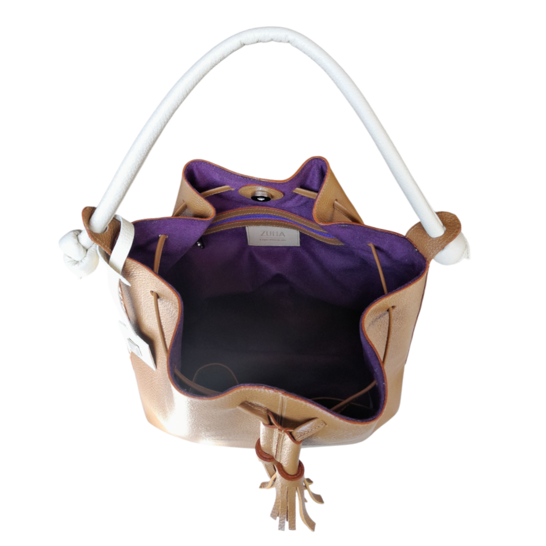 Bolso en cuero para mujer color miel