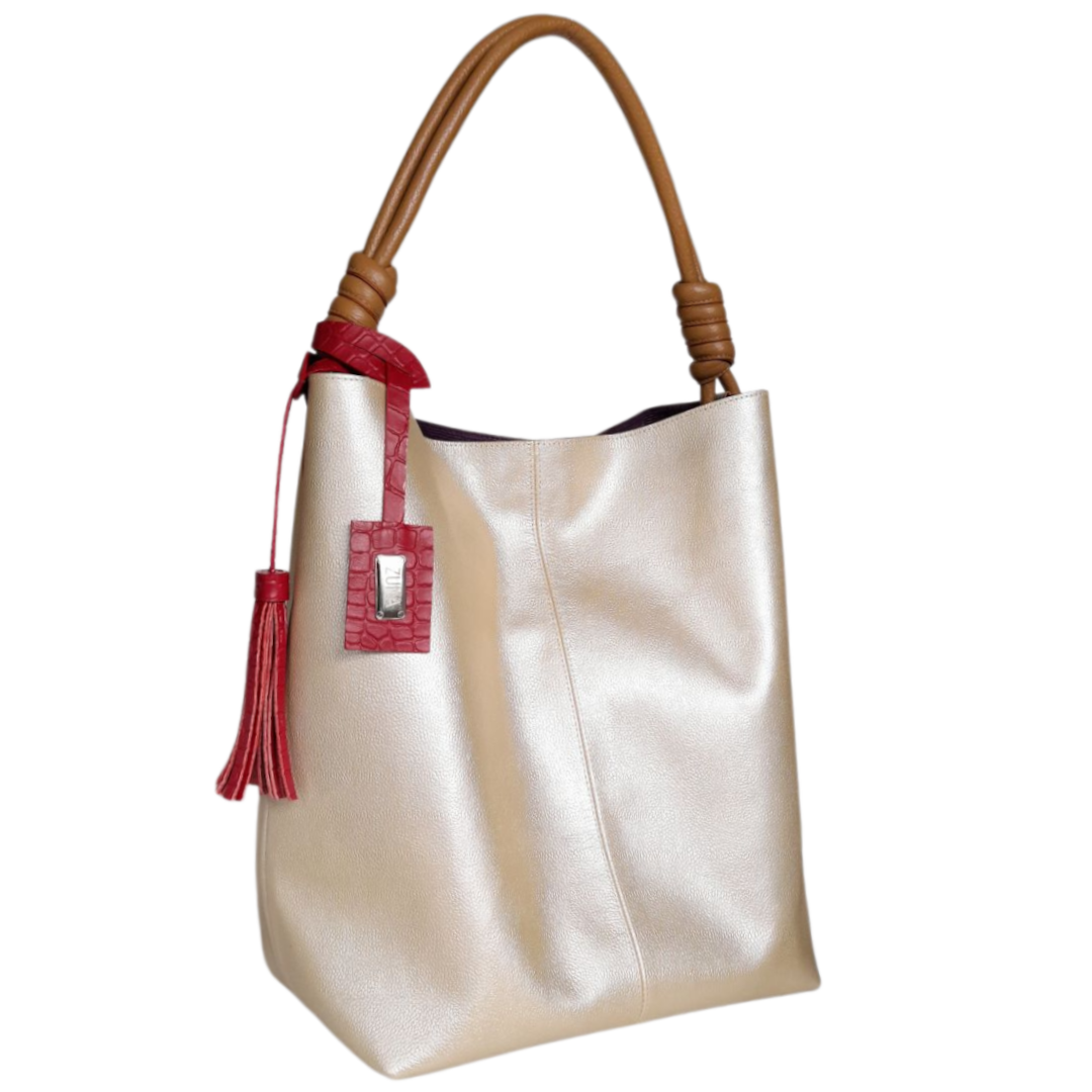 Bolso en cuero para mujer color oro