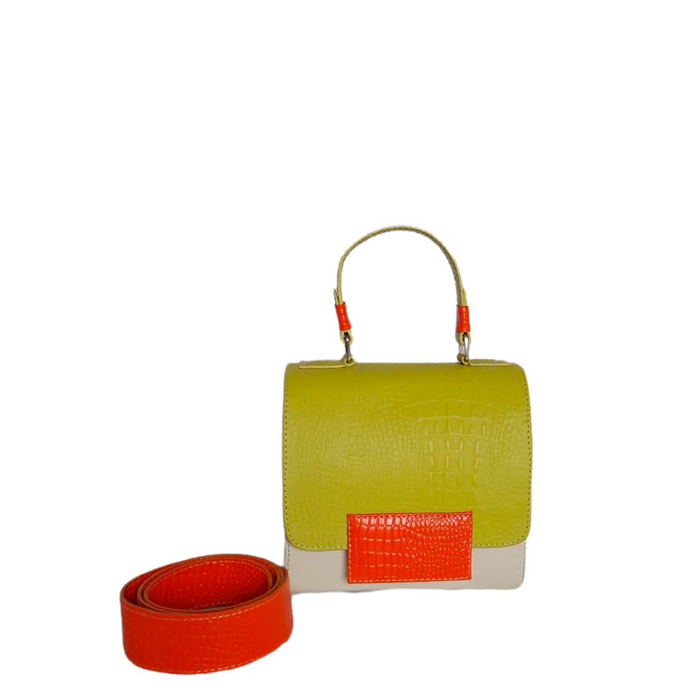 Bolso en cuero para mujer Elizabeth reptil verde limon