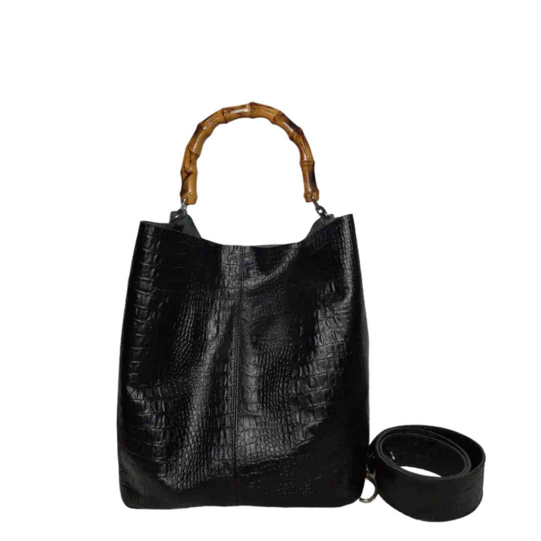 Bolso en cuero para mujer Claire reptil negro