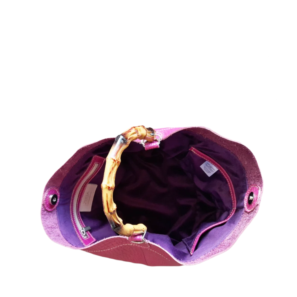 Bolso en cuero para mujer Claire reptil fucsia