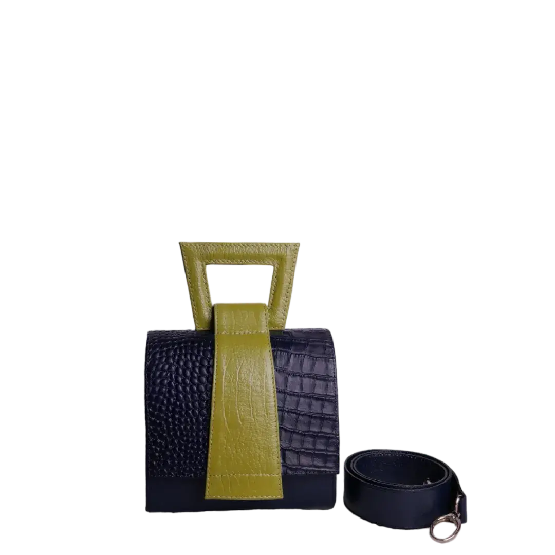 Bolso en cuero para mujer Clara Glavial azul oscuro