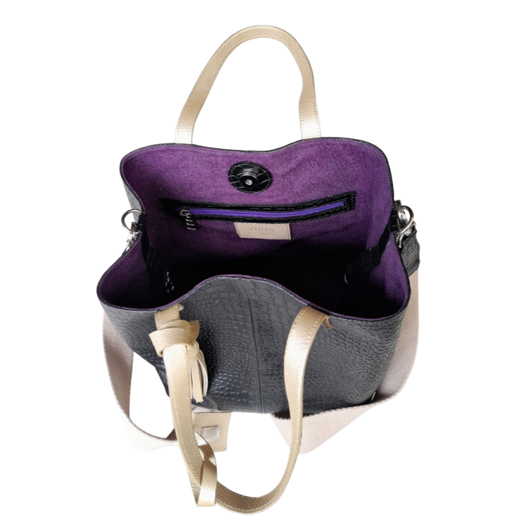 Bolso en  cuero para mujer Giulia Reptil negro