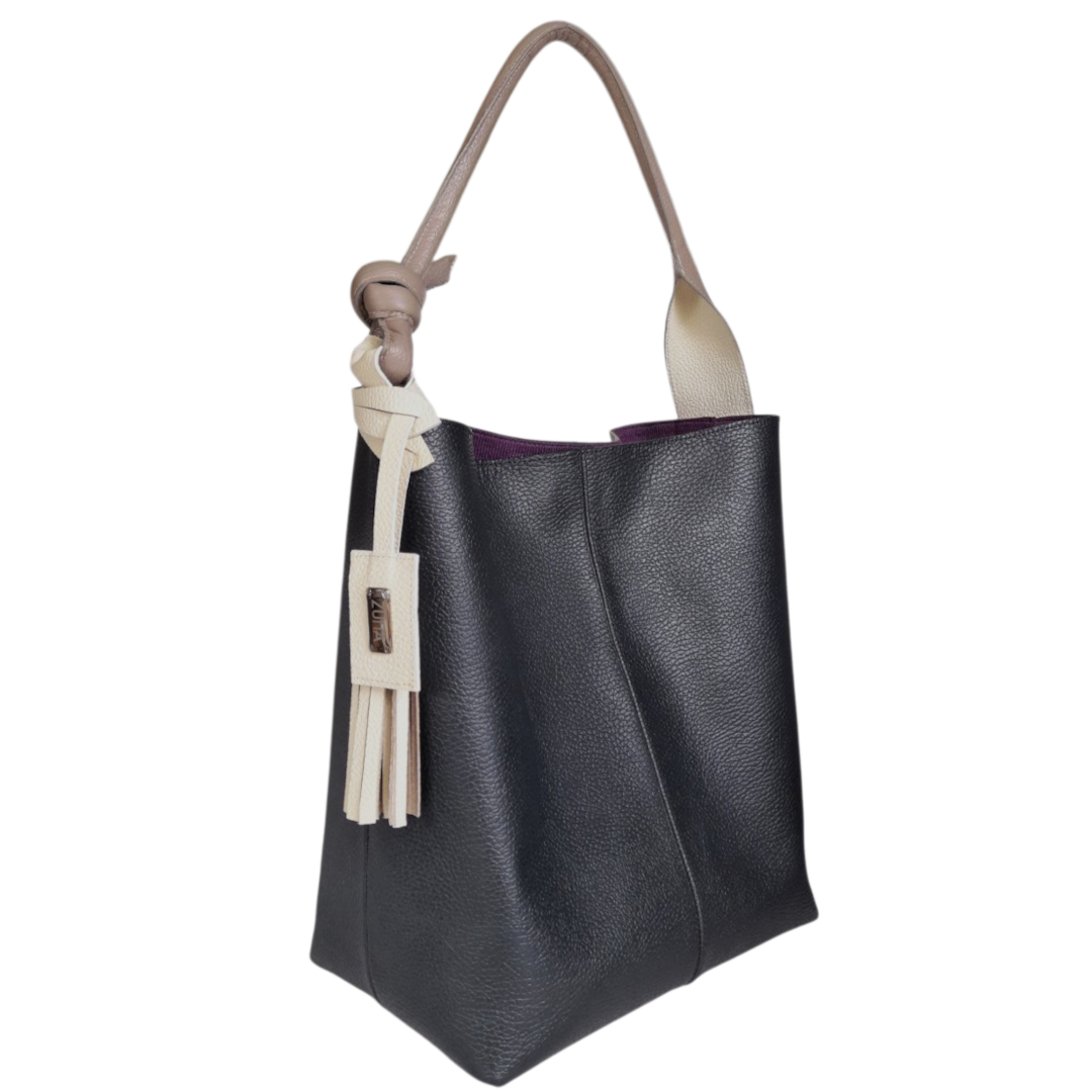 Bolso en cuero para mujer color negro