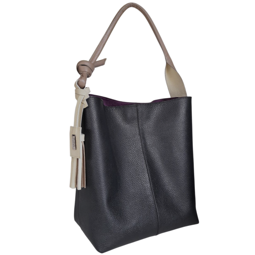 Bolso en cuero para mujer color negro