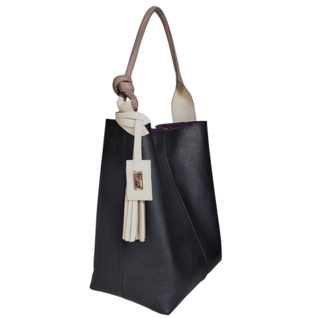 Bolso en cuero para mujer color negro