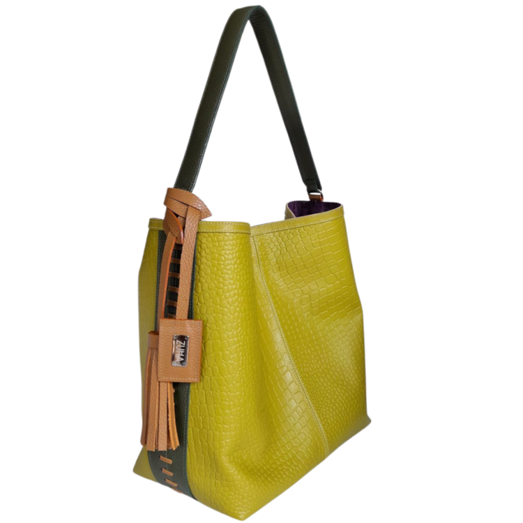 Bolso en cuero para mujer Colette reptil verde limon