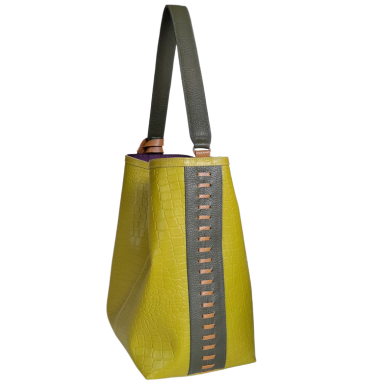 Bolso en cuero para mujer Colette reptil verde limon