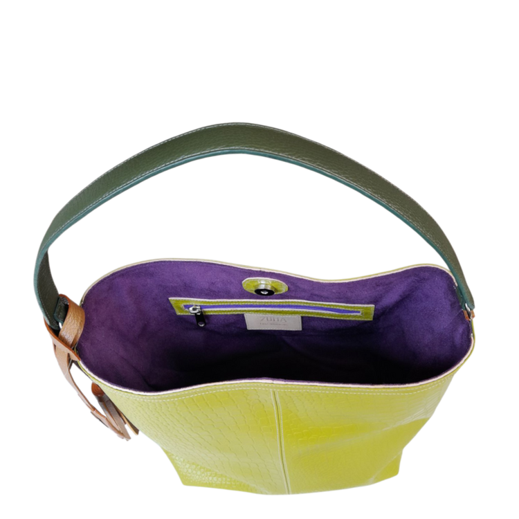 Bolso en cuero para mujer Colette reptil verde limon