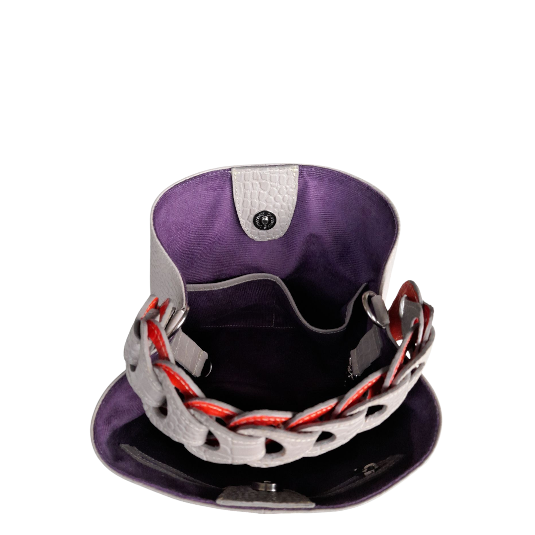 Bolso en cuero para mujer reptil taupe