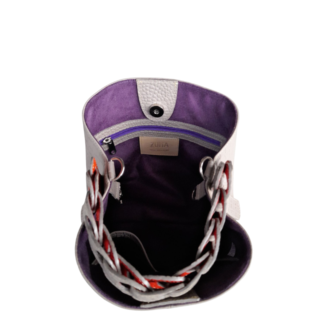 Bolso en cuero para mujer reptil taupe