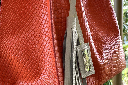 Bolso en cuero para mujer color naranja