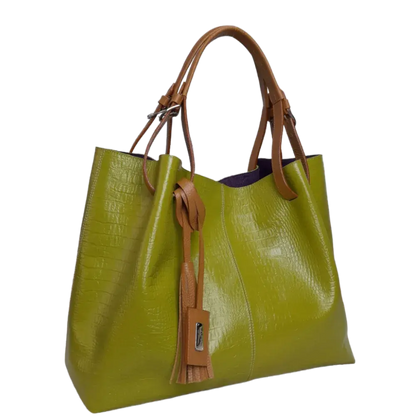 Bolso en cuero para mujer Adelle Reptil Verde limon