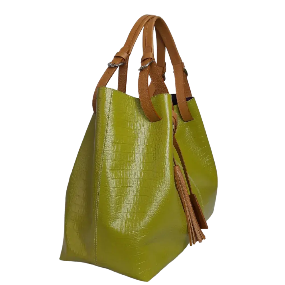 Bolso en cuero para mujer Adelle Reptil Verde limon