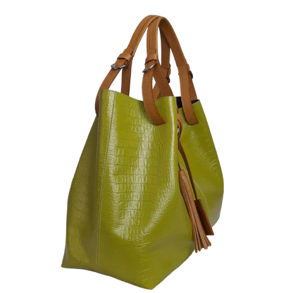 Bolso en cuero para mujer Adelle Reptil Verde limon