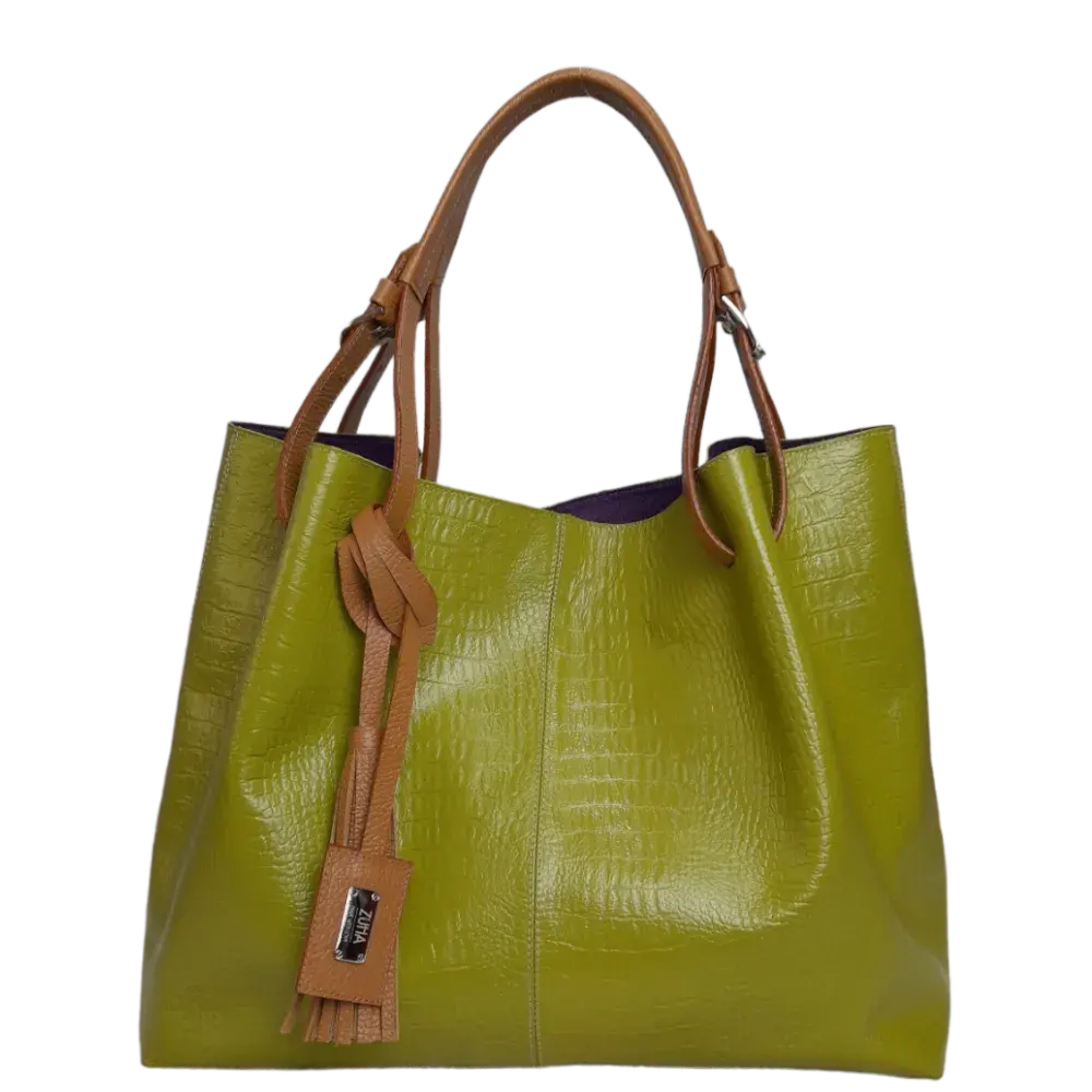 Bolso en cuero para mujer Adelle Reptil Verde limon