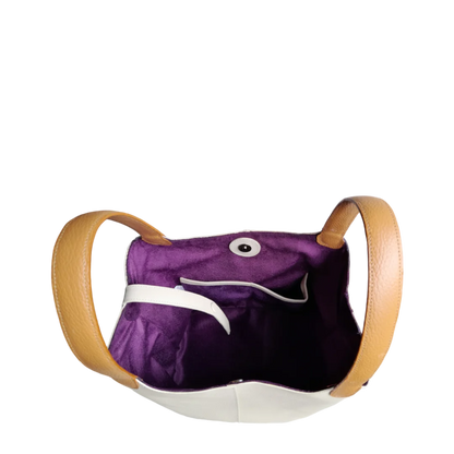 Bolso en cuero para mujer color taupe y talco