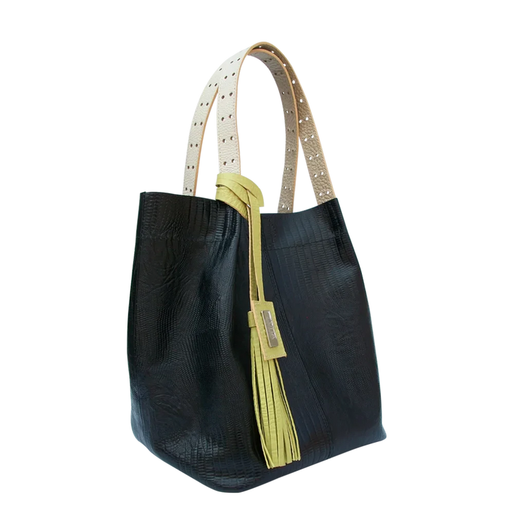 Bolso en cuero para mujer Alexa Reptil negro