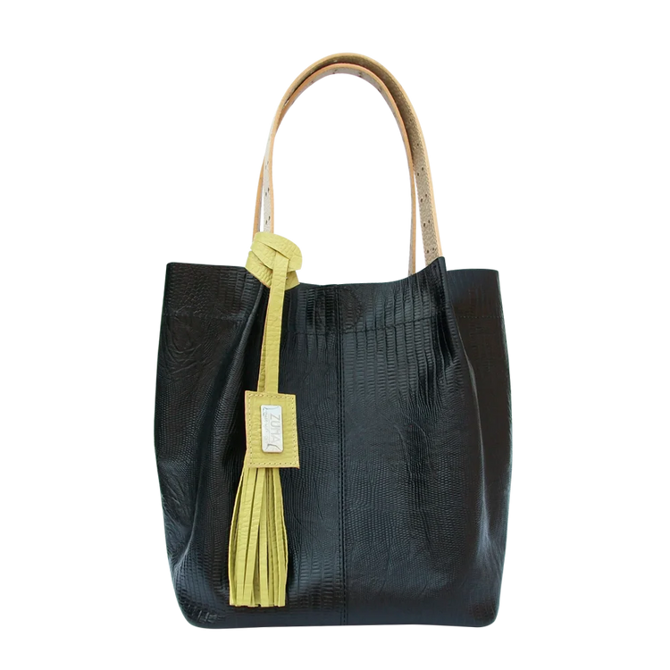Bolso en cuero para mujer Alexa Reptil negro
