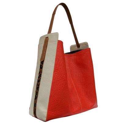 Bolso para mujer en cuero reptil naranja