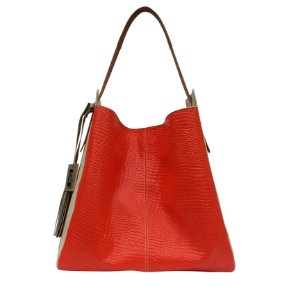 Bolso para mujer en cuero reptil naranja