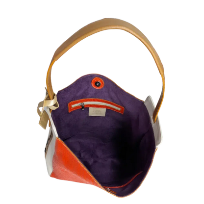 Bolso para mujer en cuero reptil naranja