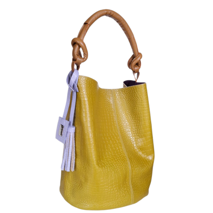 Bolso en cuero para mujer Olivia reptil verde limon
