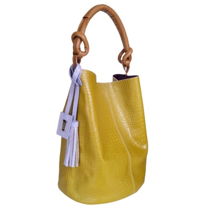 Bolso en cuero para mujer Olivia reptil verde limon