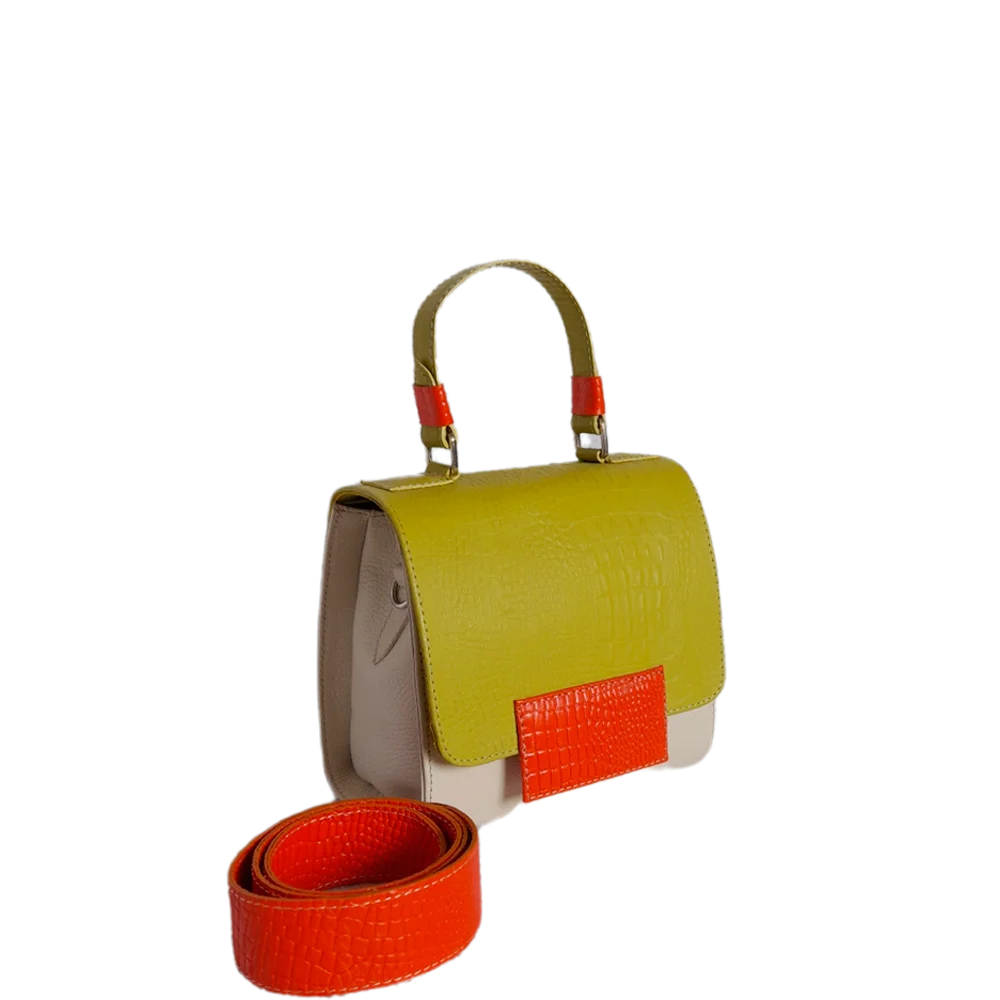 Bolso en cuero para mujer color verde limon 