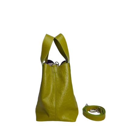 Bolso en cuero para mujer Andrea reptil verde limon