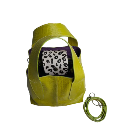 Bolso en cuero para mujer Andrea reptil verde limon