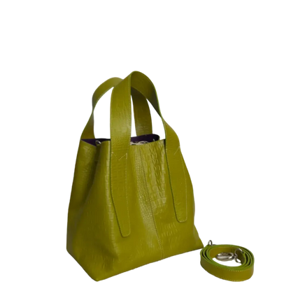 Bolso en cuero para mujer Andrea reptil verde limon