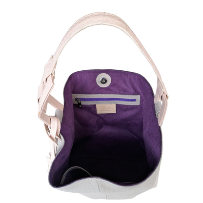 Bolso en cuero para mujer reptil taupe