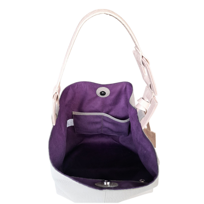 Bolso en cuero para mujer reptil taupe