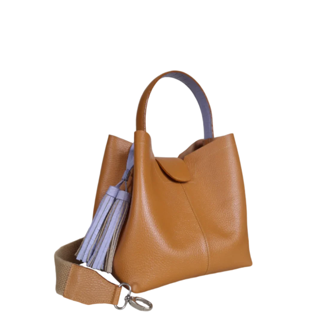 Bolso pequeño en cuero para mujer Lucia color miel