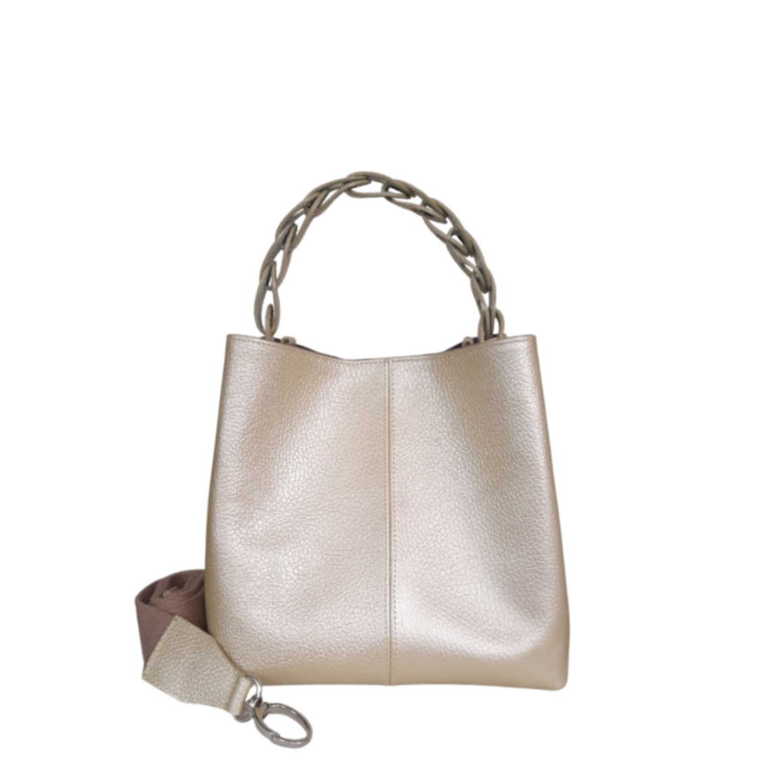 Bolso en cuero para mujer color oro nombre Simona