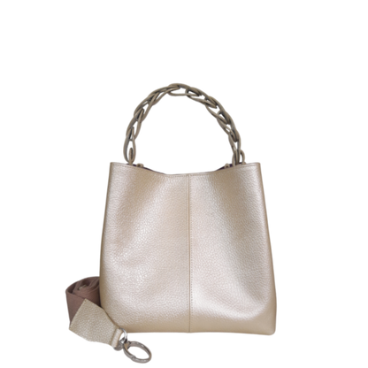 Bolso en cuero para mujer color oro nombre Simona