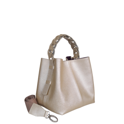 Bolso en cuero para mujer color oro