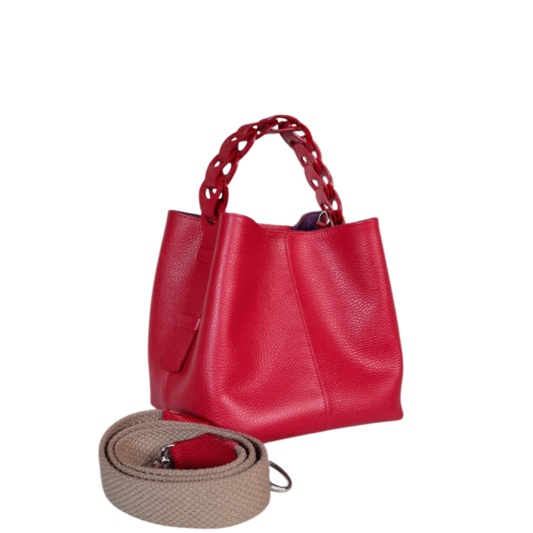Bolso en cuero para mujer color rojo